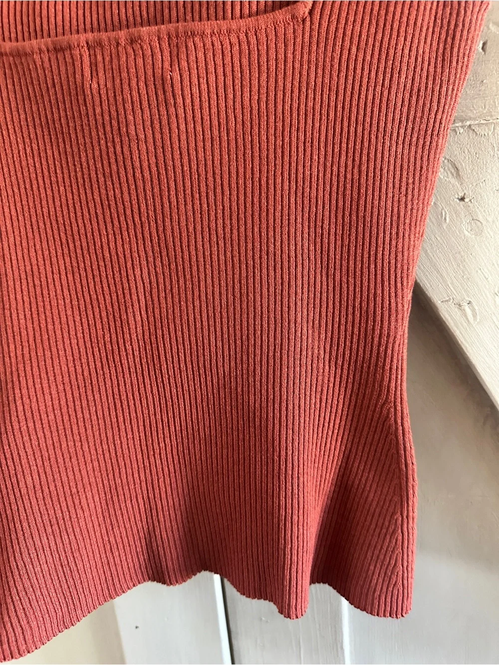 H&M Ribbed Knit Tank Top Medium Rust Terracotta Square Neck Sleeveless - Picture 5 of 5